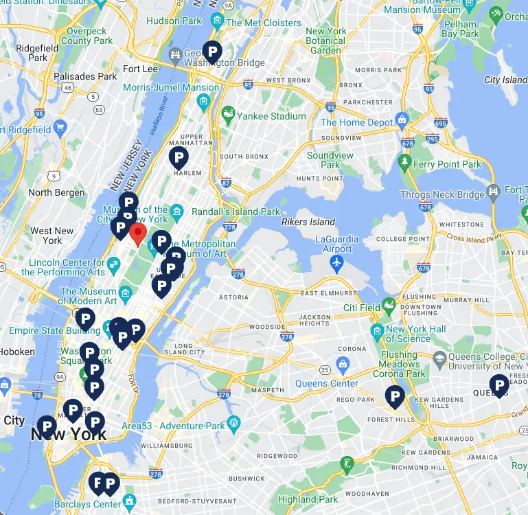 Parking Locations in Manhattan